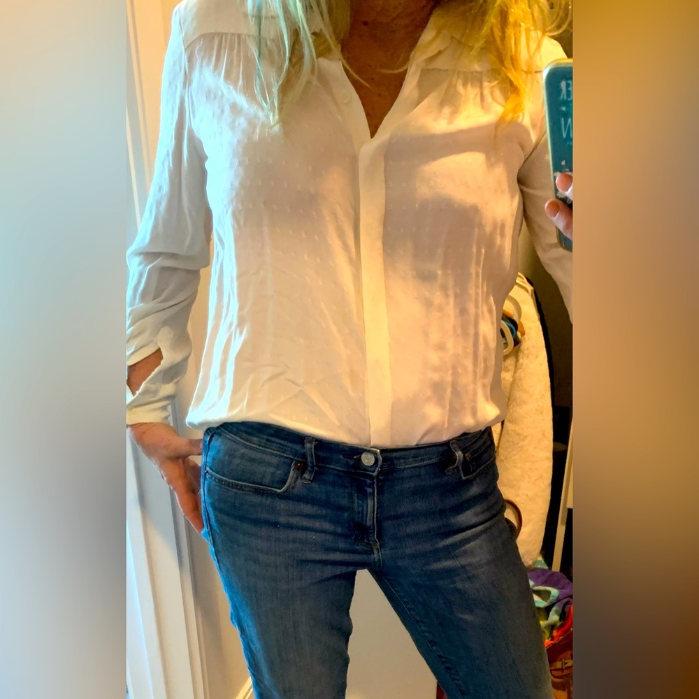 beautiful white blouse. lovely fabric.